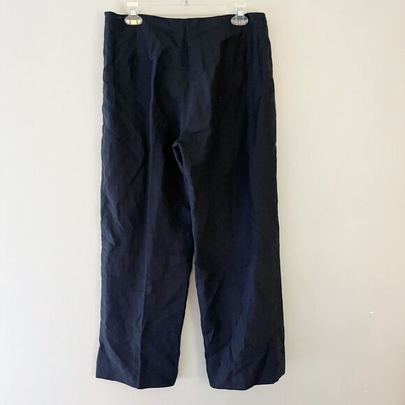 Sarah Spencer Womens Black Blouse & Pants Set  100% Linen Sz 8 Wide Leg Minimal - Picture 7 of 11
